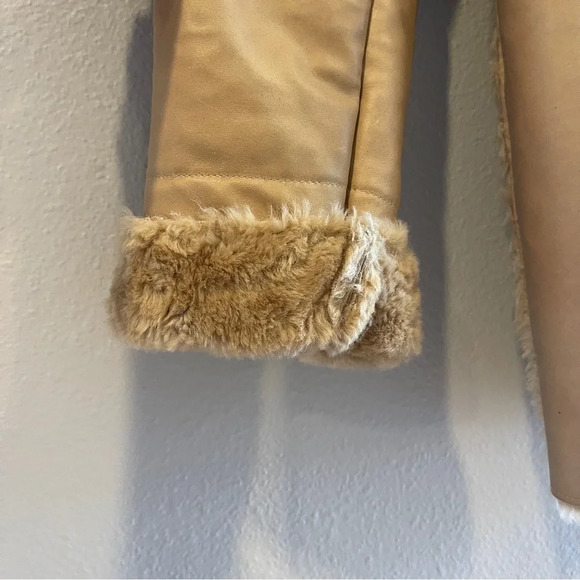 Kenneth Cole Reaction Tan Leather Jacket with Faux Fur Trim - Picture 8 of 15
